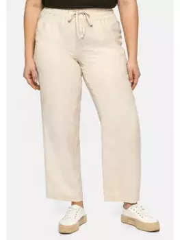 Брюки без застежки Sheego "Большие размеры" из рыхлой смеси льна, цвет Natur