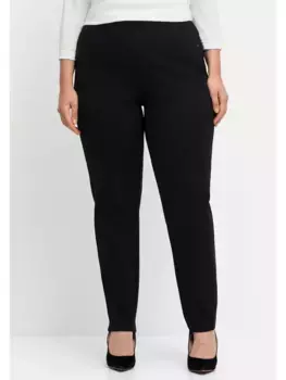 Брюки без застежки Sheego "больших размеров", изготовлены из высококачественного интерлока, черный