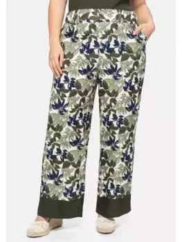 Брюки без застежки Sheego "больших размеров", изготовлены из струящейся качественной вискозы, оливковый