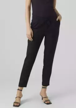 Брюки без застежки Vero Moda "VMJESMILO ANKLE PANTS GA NOOS", с льном, черный