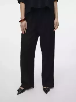 Брюки без застежки Vero Moda "VMLINN LINEN PANTS WVN NOOS", черный