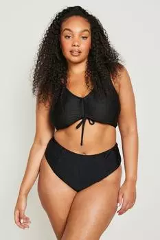 Брюки-бикини plus essentials с высокой посадкой Boohoo, черный