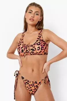 Брюки бикини с леопардовым отделением Boohoo, леопардовый