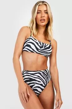 Брюки-бикини с высокой посадкой zebra tummy control Boohoo, черный