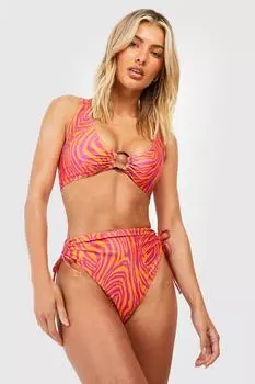 Брюки бикини со сборками marble bummy control Boohoo, розовый