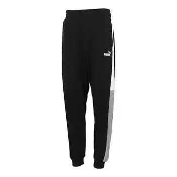 Брюки block sweatpants 'black white grey' Puma, черный
