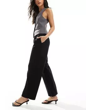 Брюки-бочки черного цвета с застежкой-молнией ASOS DESIGN