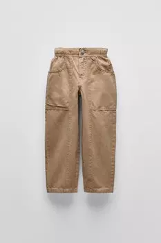 Брюки-бочки ZARA, песочный