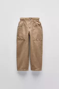 Брюки-бочки ZARA, песочный