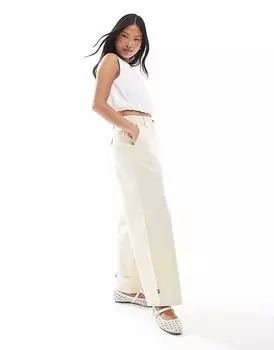 Брюки-бочонки ASOS DESIGN Petite с липучками белого цвета