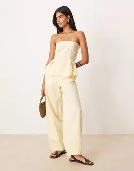 Брюки-бочонки из льняной смеси ASOS DESIGN в цвете пахты