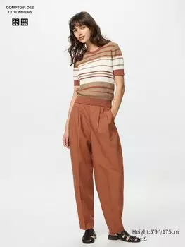 Брюки-Бочонки из льняной смеси (длинные) Uniqlo, оранжевый