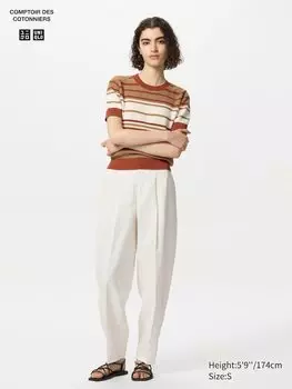 Брюки-Бочонки из льняной смеси Uniqlo, белый