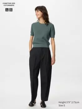 Брюки-Бочонки из льняной смеси Uniqlo, черный