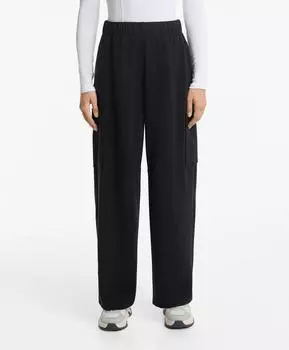 Брюки-бочонки из матового модала Oysho, черный