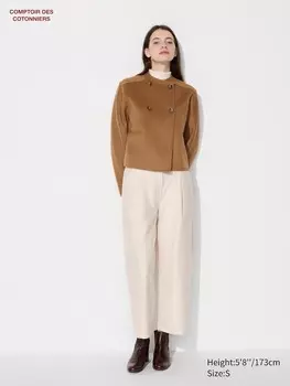 Брюки-Бочонки из саржевого джерси Uniqlo, цвет 30 бежевый