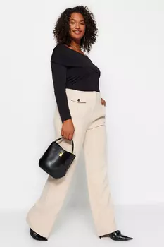 Брюки больших размеров – Бежевый – Прямые Trendyol, экрю