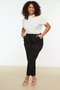 Брюки больших размеров – черные – прямые Trendyol, черный