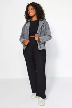 Брюки больших размеров – черные – широкие штанины Trendyol, черный