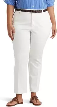 Брюки больших размеров из эластичного хлопка LAUREN Ralph Lauren, белый