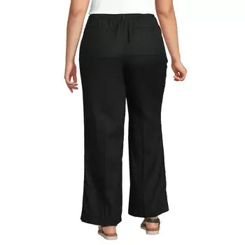 Брюки больших размеров Lands’ End с высокой посадкой и широкими штанинами со складками Lands' End, белый