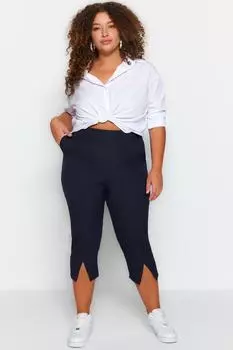 Брюки больших размеров – Темно-синие – Тонкие Trendyol, темно-синий