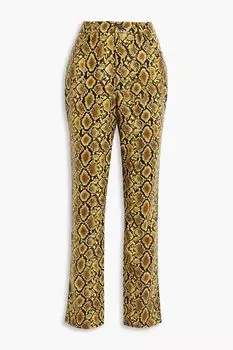 Брюки Bootcut из искусственной кожи с эффектом змеи GOOD AMERICAN, желтый