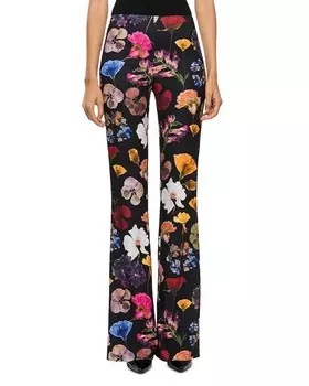 Брюки Bootcut с цветочным принтом Alice and Olivia, черный