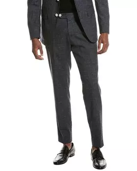 Брюки BOSS Hugo Boss Genius Slim Fit из смеси шерсти, шелка и льна, синий
