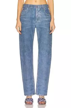Брюки Bottega Veneta Leather Straight Leg, цвет Medium Blue Denim