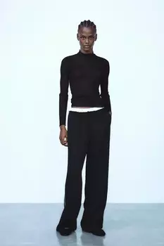 Брюки-боксеры с полосками по бокам ZARA, черный