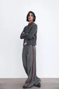 Брюки-боксеры в полоску ZARA, серый