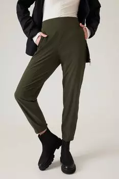 Брюки Brooklyn Joggers со средней посадкой в полулегком весе Athleta, зеленый