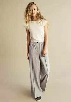 Брюки BRUSHED ELASTICATED WAIST WIDE TALL Next, серый