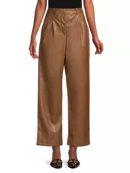 Брюки Brynn со складками из веганской кожи с высокой посадкой Rd Style, цвет Cognac