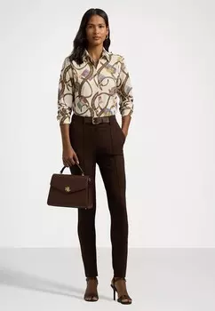 Брюки BUCKLE TRIM PLEATED PONTE ANKLE PANT Lauren Ralph Lauren, темно-коричневый