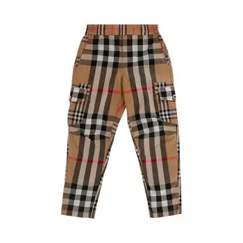 Брюки Burberry Kids Mixed Vintage Check Cargo Trousers, цвет Archive Beige