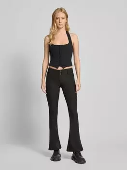 Брюки-буткат с застежкой на пуговицу и молнию Gina Tricot, черный