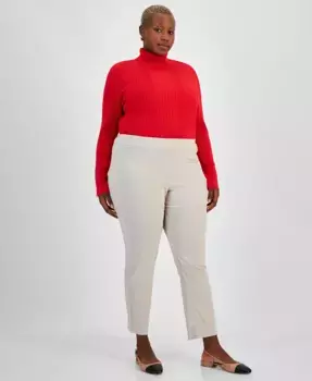 Брюки Cambridge на резинке больших размеров JM Collection, коричневый/бежевый