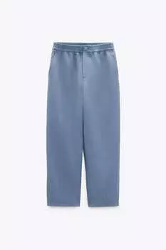 Брюки carrot fit ZARA, синий
