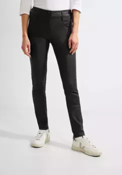 Брюки Cecil с 5 карманами "Casual Fit Coating Trousers", нежное блестящее покрытие, черный
