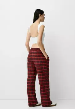 Брюки CHECK Bershka, красный