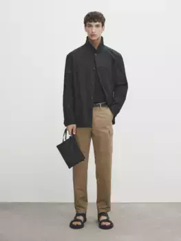 Брюки чино свободной посадки Massimo Dutti, бежевый