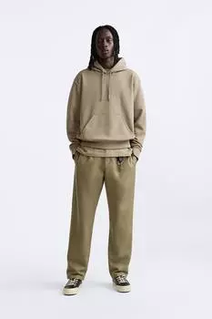 Брюки чинос из хлопкового льна ZARA, земля