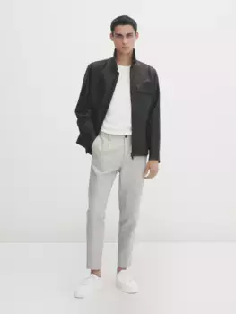 Брюки чинос из окрашенной нити свободной посадки Massimo Dutti, серый