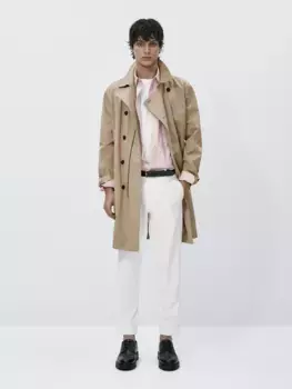 Брюки чинос из смешанного хлопка Massimo Dutti, белый