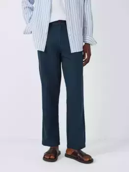 Брюки чинос John Lewis Straight Fit Cotton Linen, темно-синий