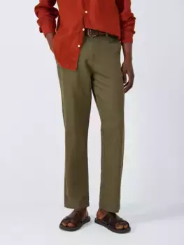 Брюки чинос John Lewis Straight Fit Cotton Linen, хаки