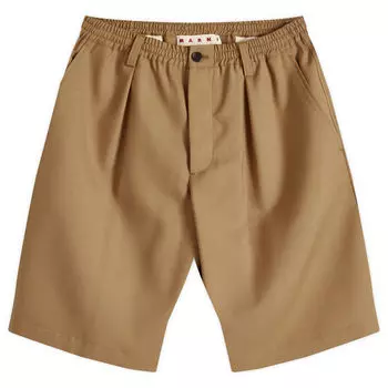 Брюки чинос Marni Single Pleat Wool Shorts, цвет Biscuit