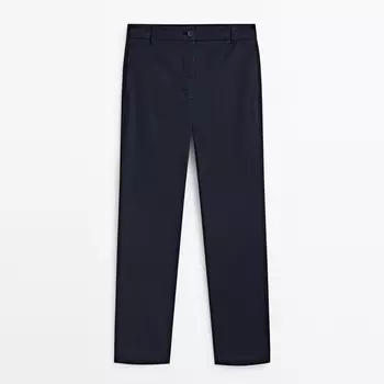 Брюки чинос Massimo Dutti Slim Fit Cotton Blend, темно-синий
